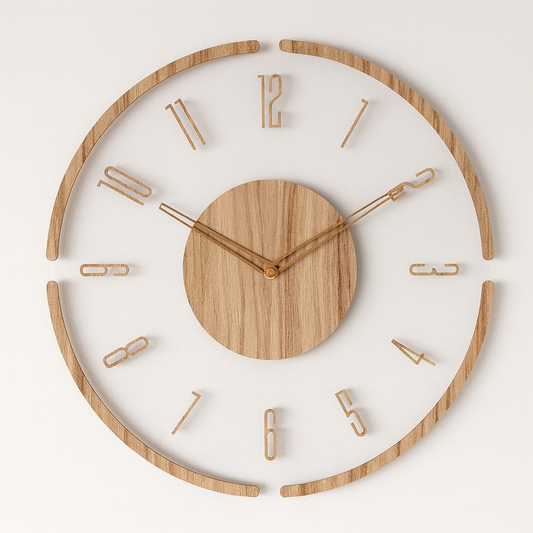 Rustic Wooden Wall Clock with Glass Face - Pexav