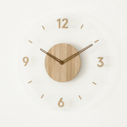 Rustic Wooden Wall Clock with Glass Face