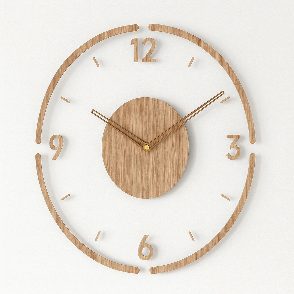 Rustic Wooden Wall Clock with Glass Face
