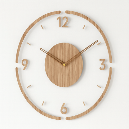 Rustic Wooden Wall Clock with Glass Face