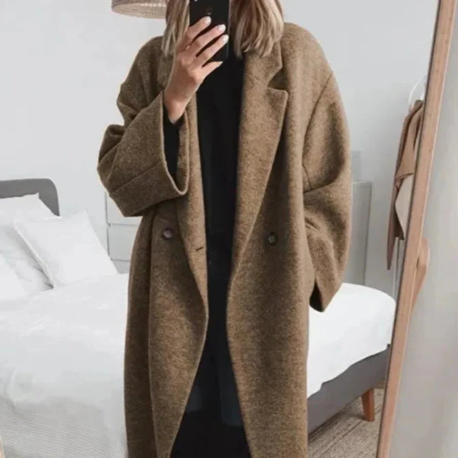 Large Women's Soft Cashmere Trench Coat