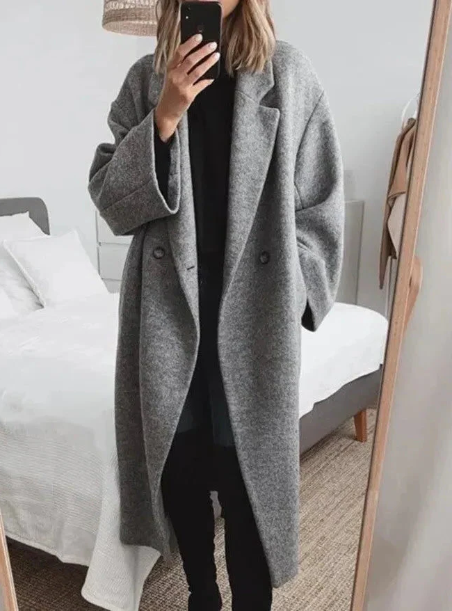 Large Women's Soft Cashmere Trench Coat - Pexav