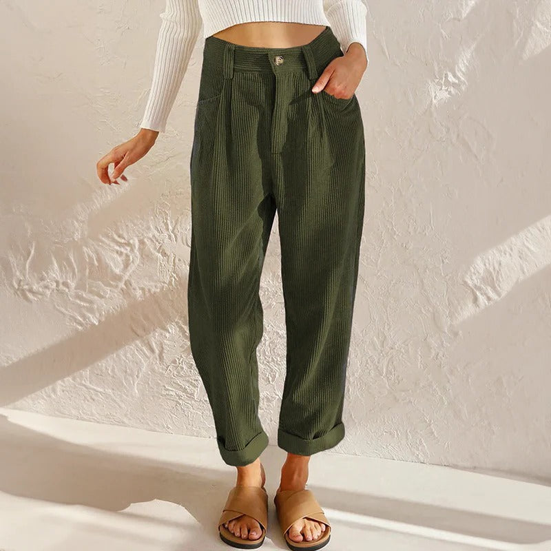 Relaxed Fit Women's Corduroy Trousers
