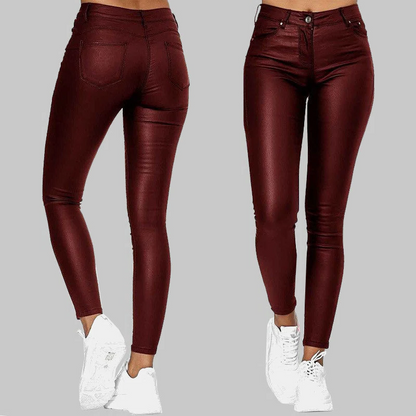 Slim Fit Leather Trousers