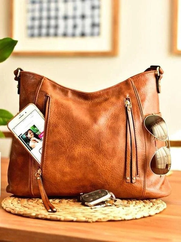 Classic Women's Distressed Leather Handbag - Pexav