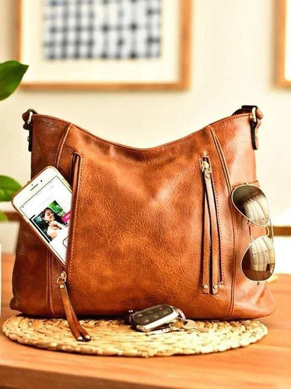Classic Women's Distressed Leather Handbag - Pexav