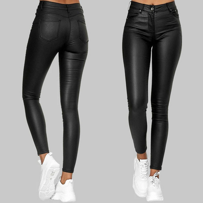 Slim Fit Leather Trousers - Pexav