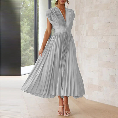 Sleeveless V Neck Summer Dress - Pexav