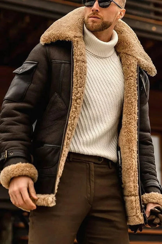Brown Biker Style Leather Jacket - Pexav