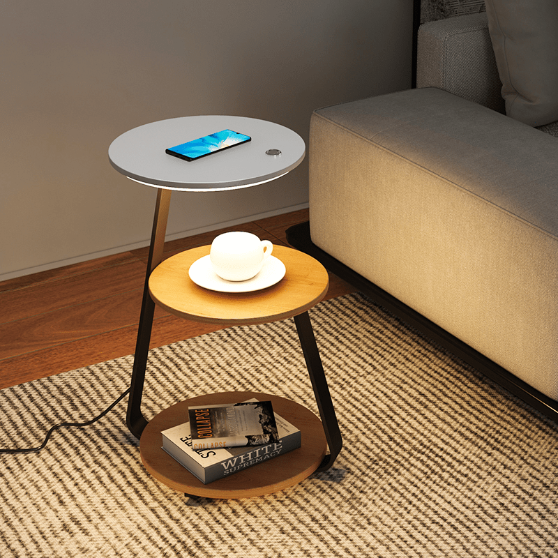 Bedside Table Lamp with Double Shelf and Soft Lighting