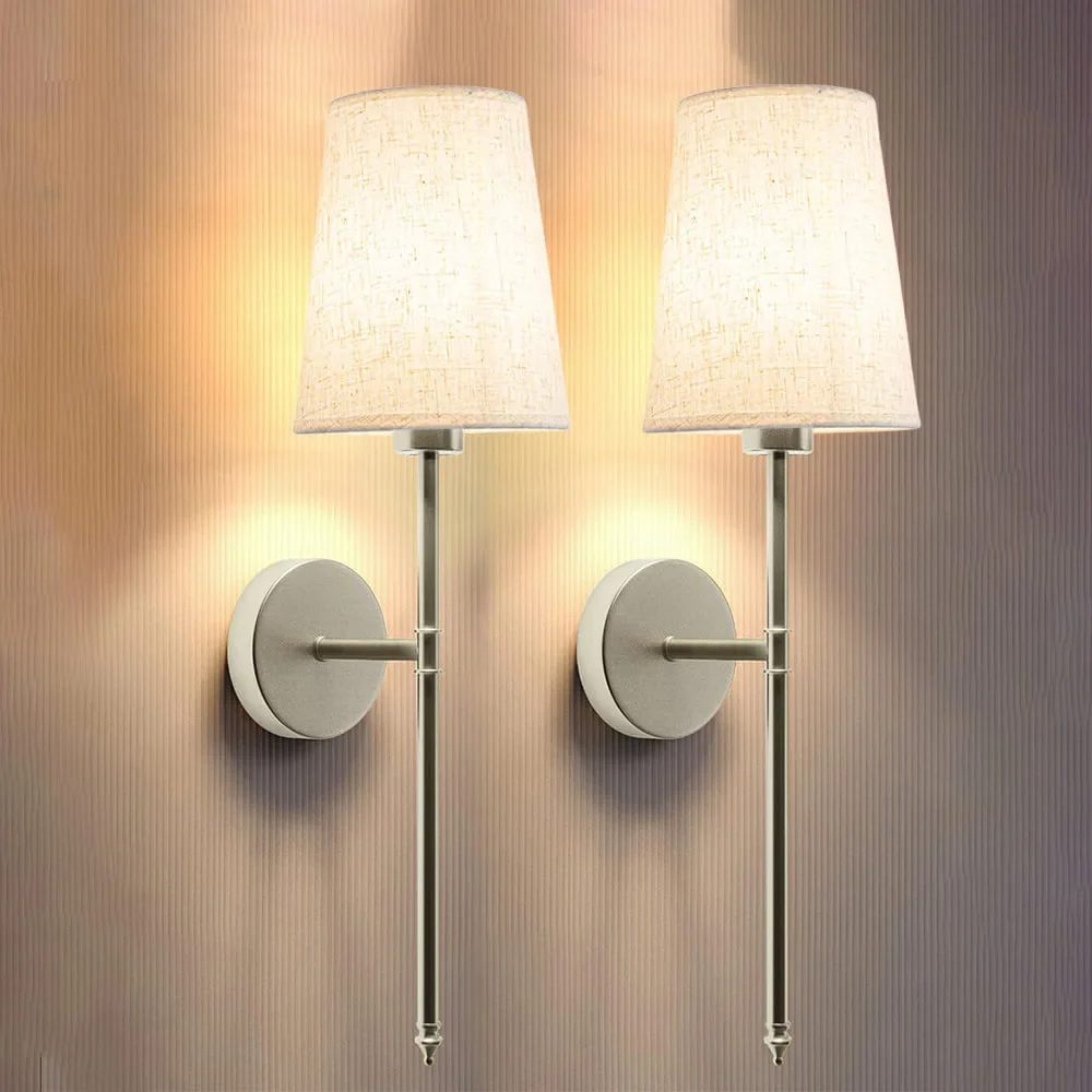 Soft Fabric Plug-in Wall Lamp Set with Free Bulbs