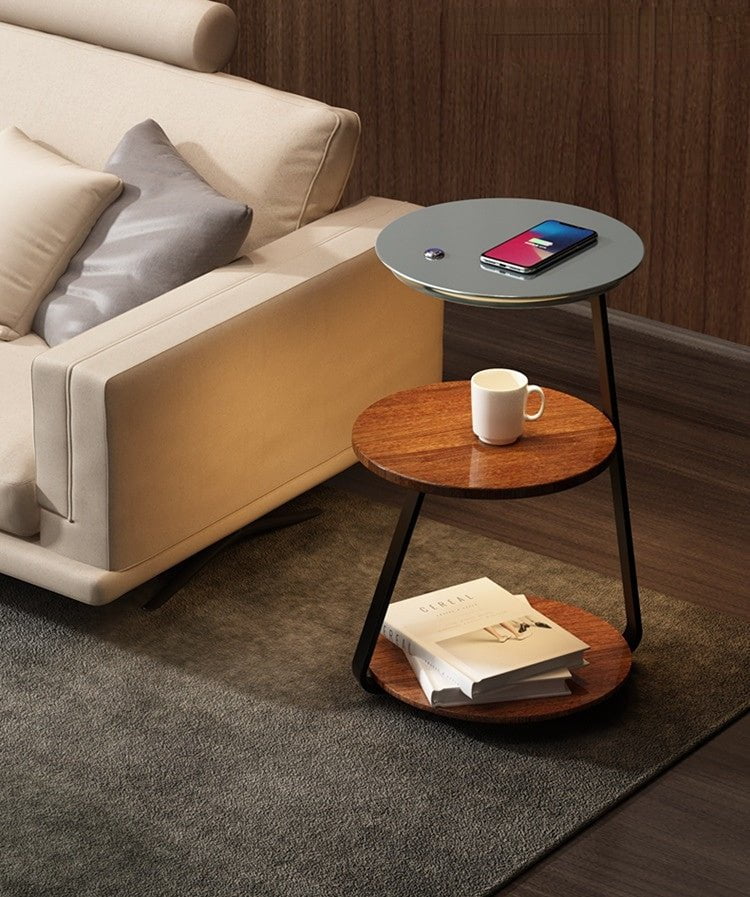 Bedside Table Lamp with Double Shelf and Soft Lighting