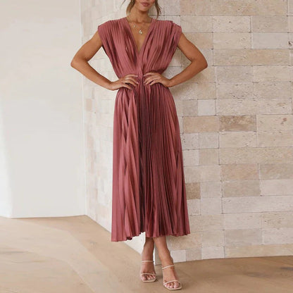 Sleeveless V Neck Summer Dress