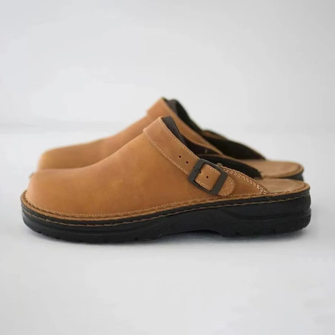 Comfortable Genuine Leather Slip Ons - Pexav