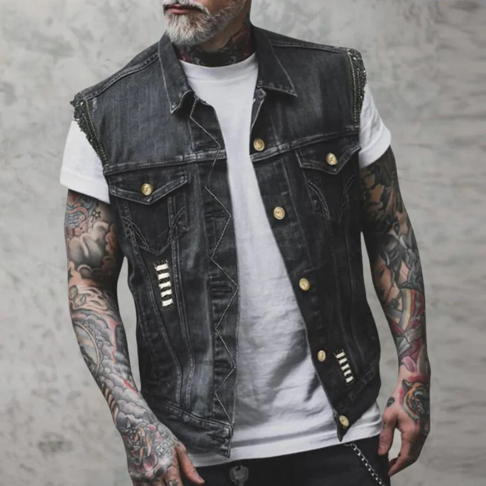 Classic Blue Jean Waistcoat For Guys