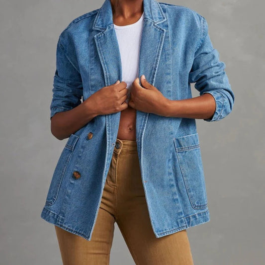 Trendy Women's Classic Blue Jean Jacket - Pexav