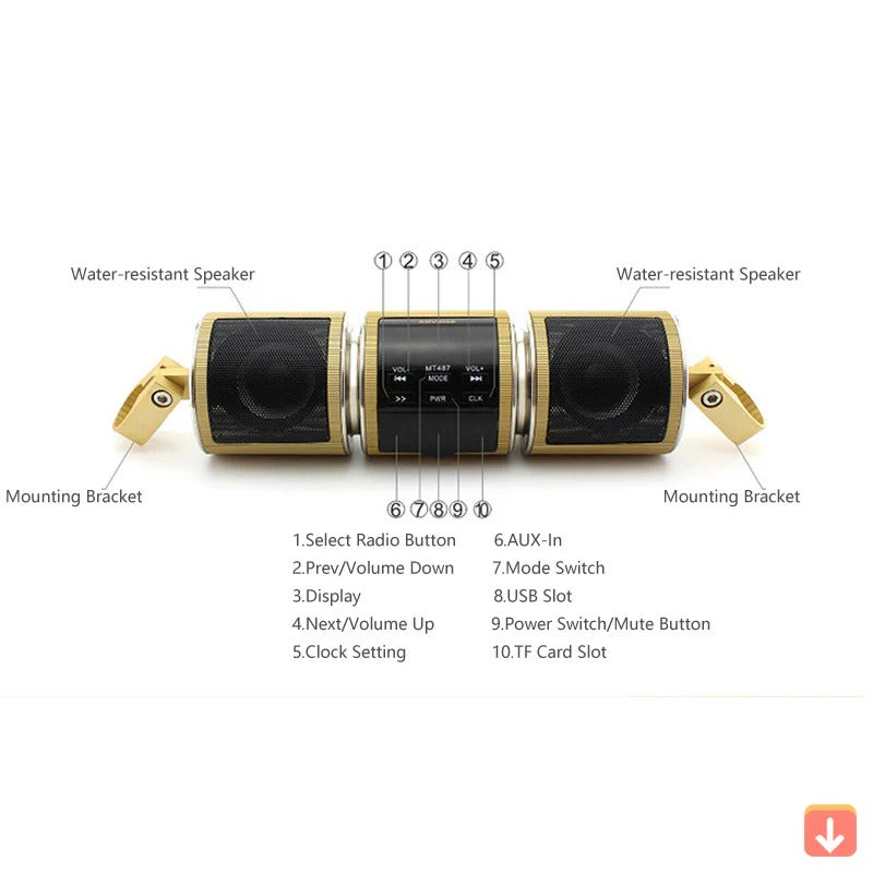 Waterproof Motorcycle Wireless Speaker with FM
