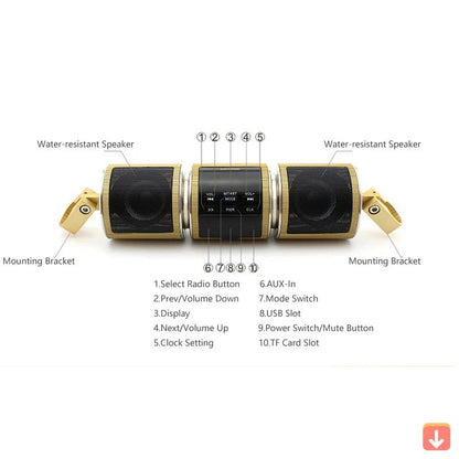 Waterproof Motorcycle Wireless Speaker with FM