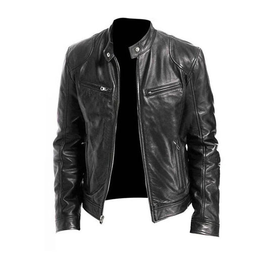 Classic Biker Leather Coat - Pexav