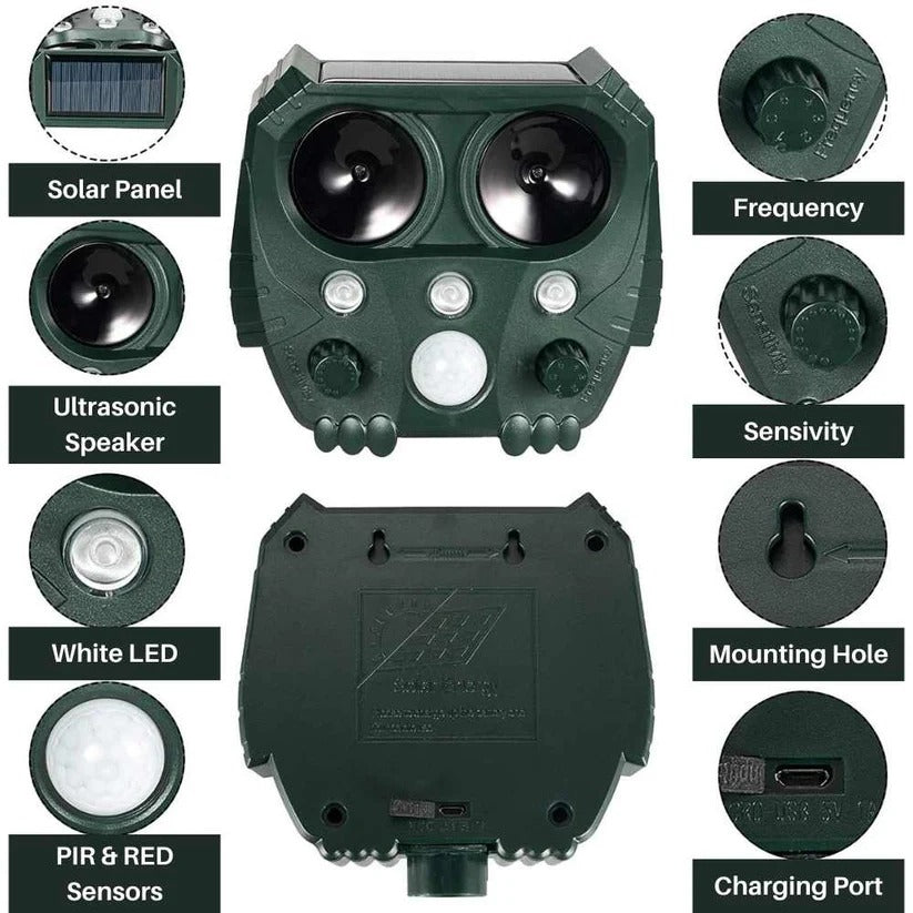 Outdoor Animal Repeller Ultrasonic Pet Deterrent Device