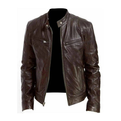 Classic Biker Leather Coat