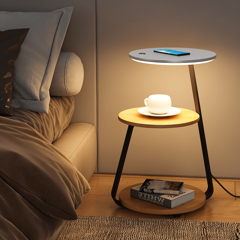 Compact 2-Tier Side Table Lamp