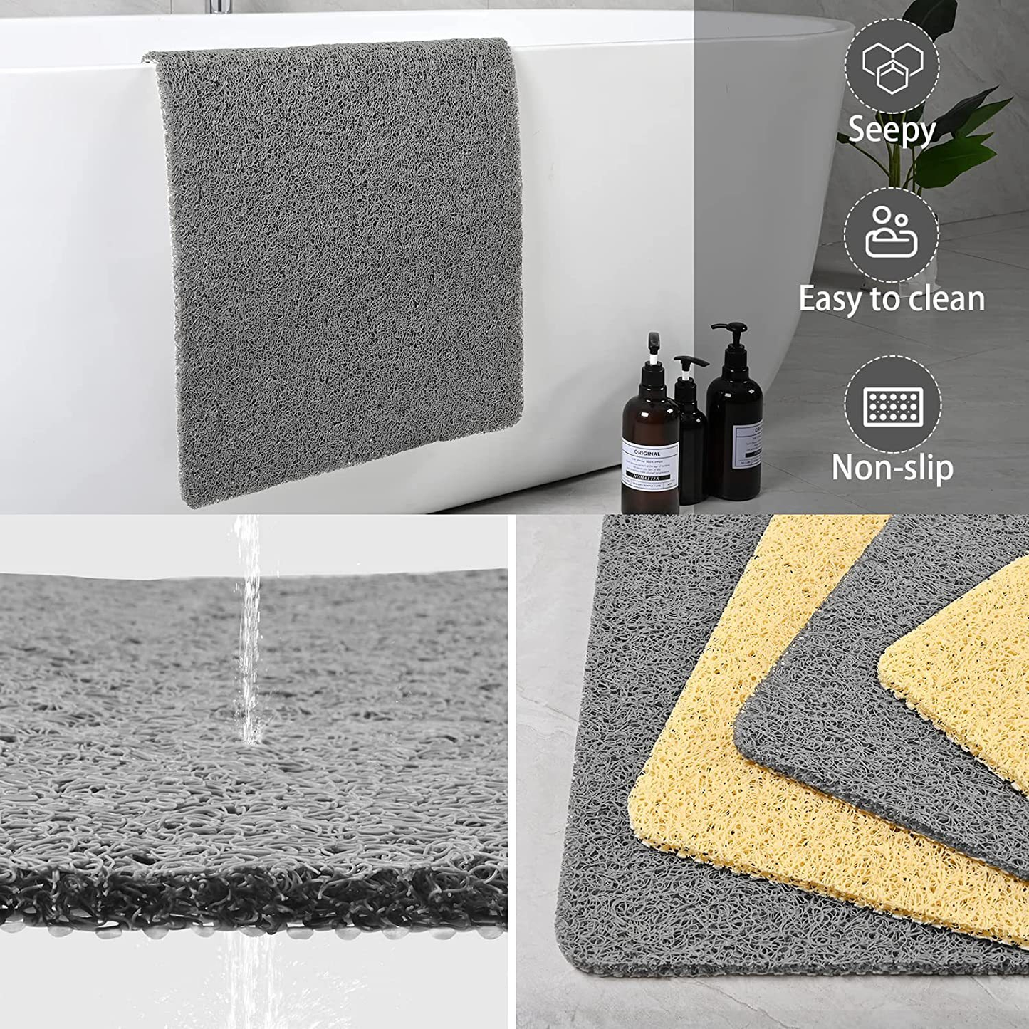 Soft Grip Bathroom Shower Mat with Fast Drainage Support