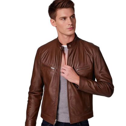 Classic Biker Leather Coat