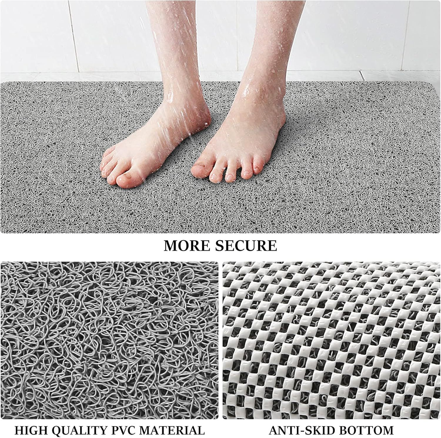 Soft Grip Bathroom Shower Mat with Fast Drainage Support