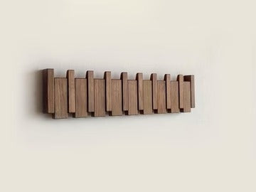 Sturdy Wood Entryway Coat Rack with Folding Hooks