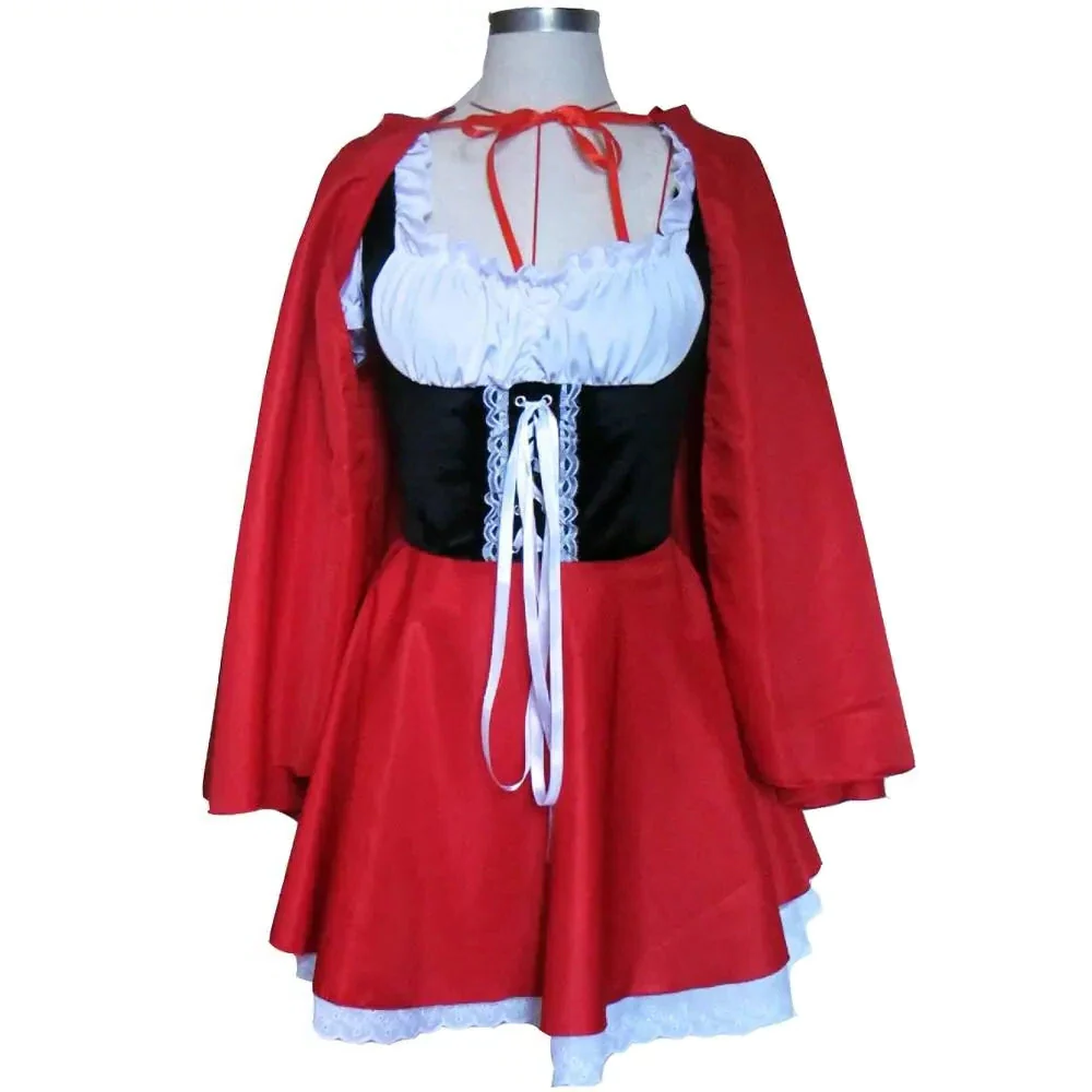Classic Fairytale Red Hooded Women's Costume Dress