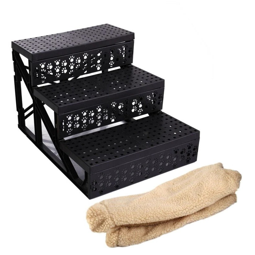 Compact Folding Pet Steps For High Beds