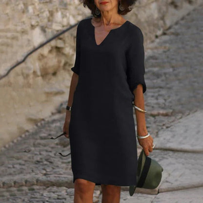 Casual Cap Sleeve Midi Dress - Pexav