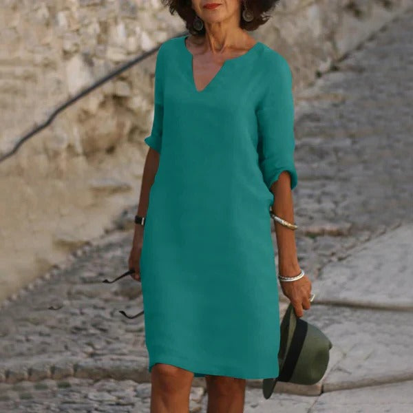 Casual Cap Sleeve Midi Dress