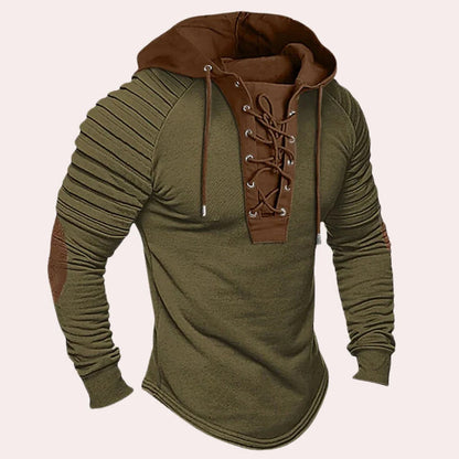 Stylish mens hoodie with adjustable lace closure - Pexav