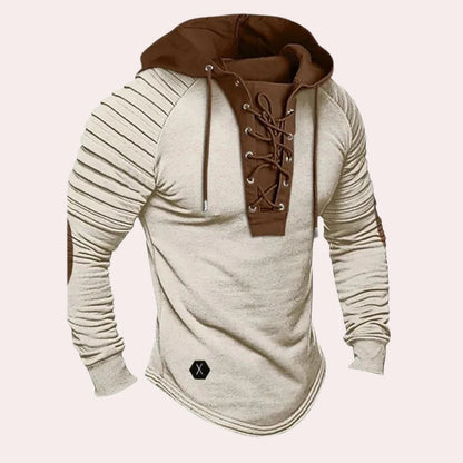 Stylish mens hoodie with adjustable lace closure