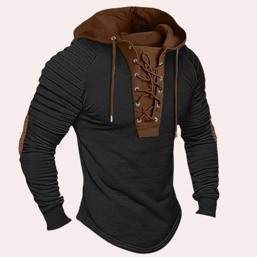 Stylish mens hoodie with adjustable lace closure