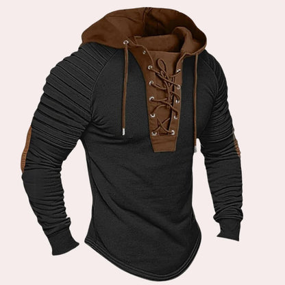 Stylish mens hoodie with adjustable lace closure