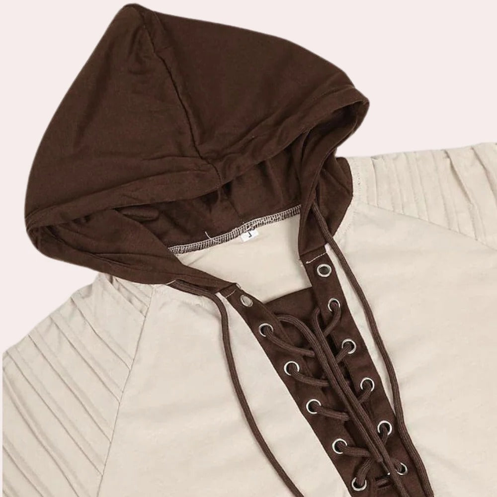 Stylish mens hoodie with adjustable lace closure