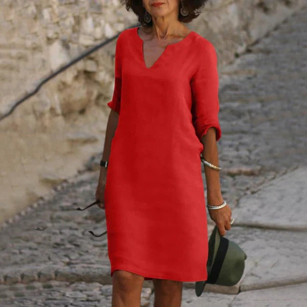 Casual Cap Sleeve Midi Dress
