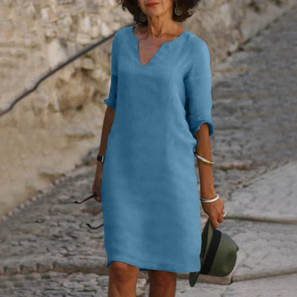 Casual Cap Sleeve Midi Dress