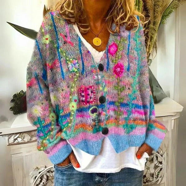 Women's Floral Knit Sweater