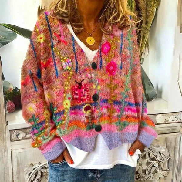 Women's Floral Knit Sweater - Pexav