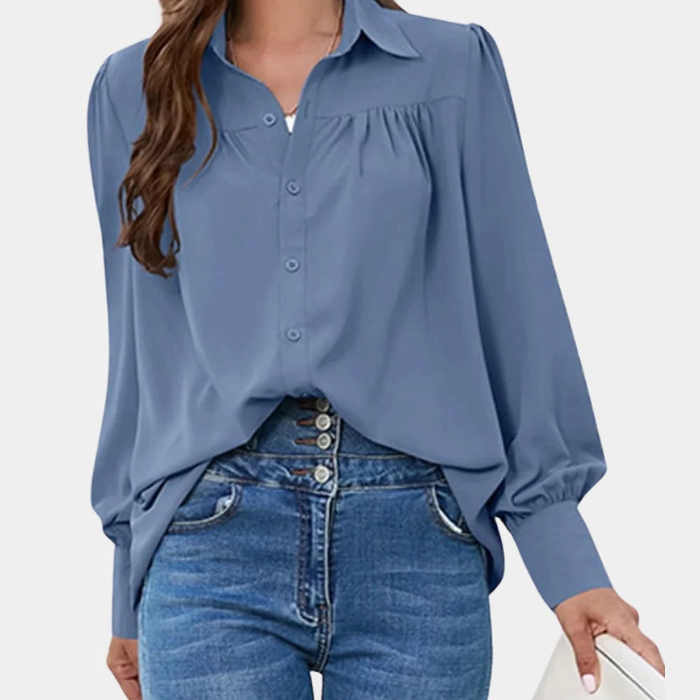 Floral Ruffled Women's Long Blouse