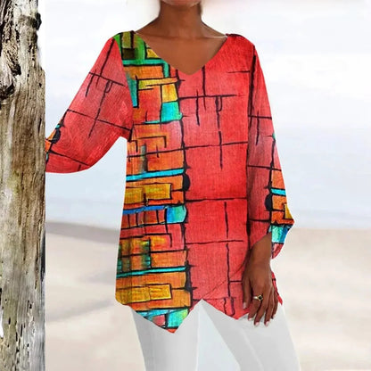 Classic Ladies V-Neck Fitted Blouse