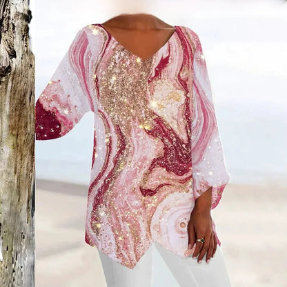 Classic Ladies V-Neck Fitted Blouse