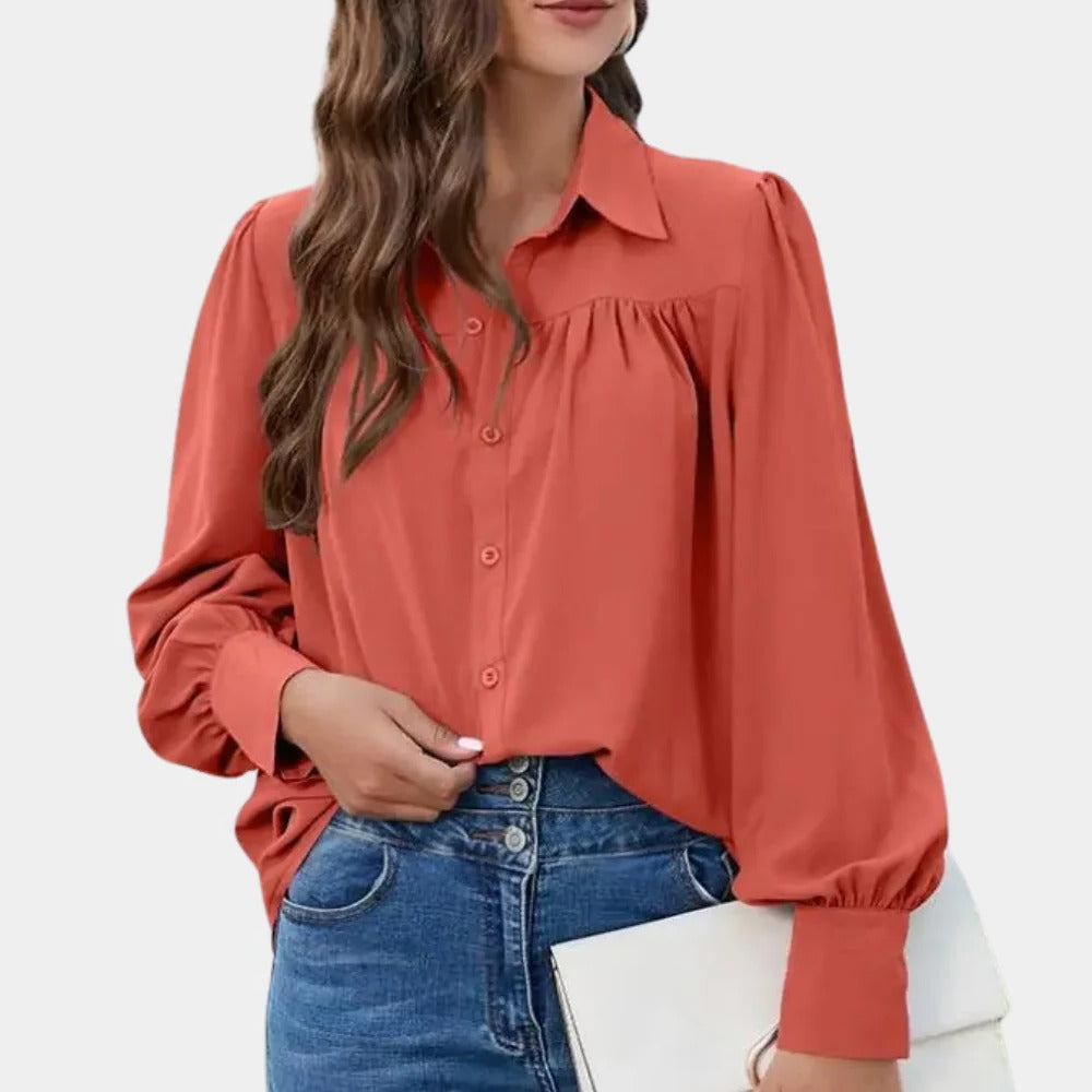 Floral Ruffled Women's Long Blouse