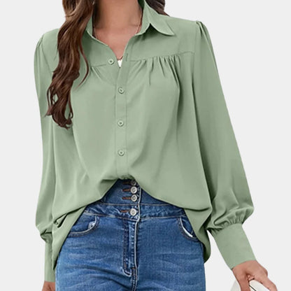 Floral Ruffled Women's Long Blouse