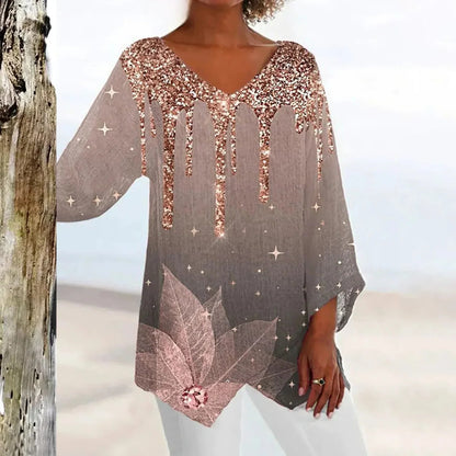 Classic Ladies V-Neck Fitted Blouse
