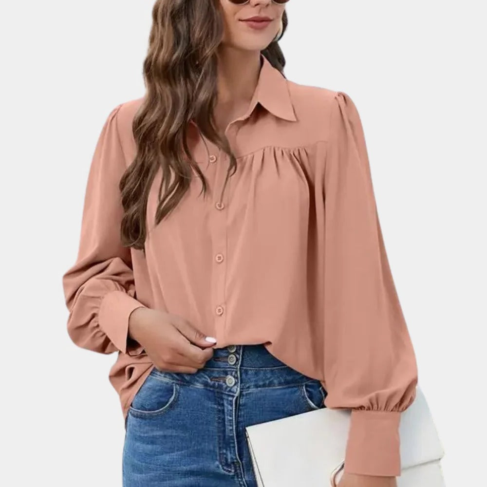 Floral Ruffled Women's Long Blouse